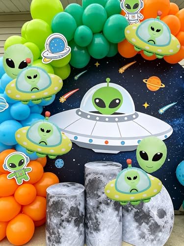 3Pcs Alien UFO Foil Balloons Space Theme Party Decorations for Kids Birthday