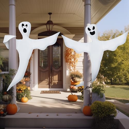 Cute Ghost Halloween Tree Wrap Decor - 2 Pcs Flying Ghosts for Outdoors & Yard