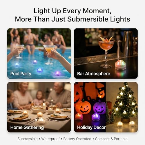 Waterproof RGB Submersible LED Lights with Remote for Pool Fountain Vase