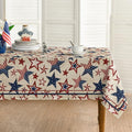 Horaldaily 4th of July Patriotic Tablecloth 60 x 120 Inch Rectangular Blue - Beige Variation