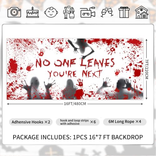 Halloween Blood Handprint Garage Door Cover Banner 18x7ft - Spooky Outdoor Decor Variation of THIS listing