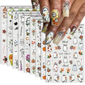 Halloween Nail Art Stickers Set - 9 Sheets Fall 3D Self-Adhesive Decals with Ghost Pumpkin Spider Web Designs - Style 4