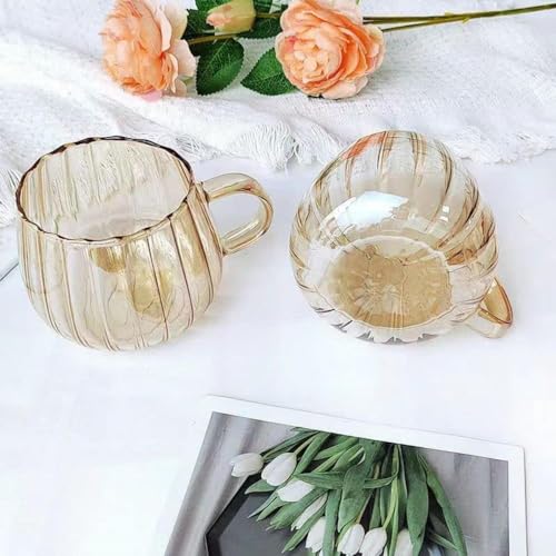 Glass Coffee Mug 350ml with Handle - Amber, Suitable for Tea, Juice, Milk & Drinks