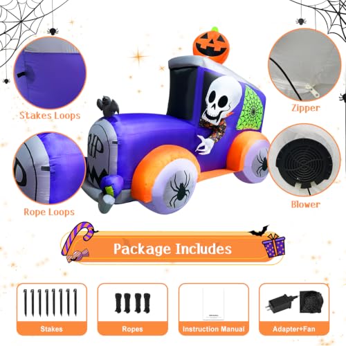 Inflatable Halloween Monster Truck Decoration with Skull Pumpkin & Spiders - Outdoor Lawn & Garden Decor