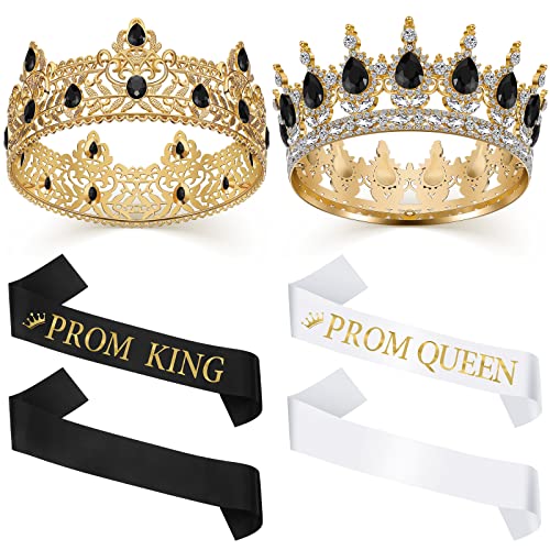 Cool Style Prom King and Queen Crowns and Sash Set for Men Women