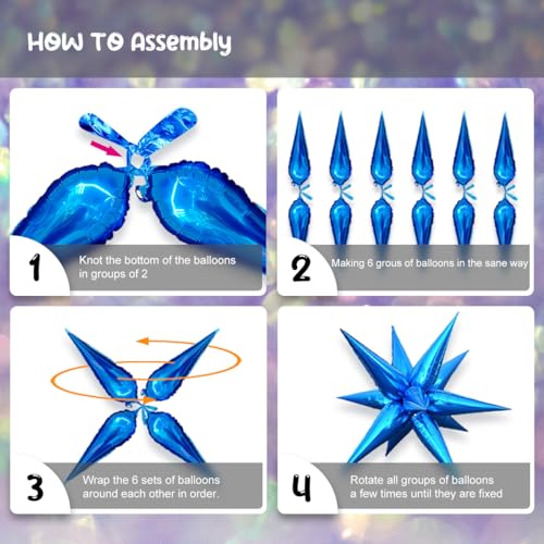 4pcs 26-Inch Magenta Explosion Star Foil Balloons Birthday Party Decor