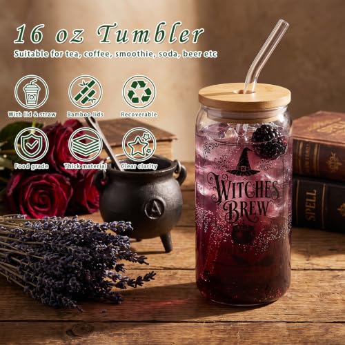Halloween Witch Tumbler with Witches Brew Design - Gift Set, Witch Brew Variation