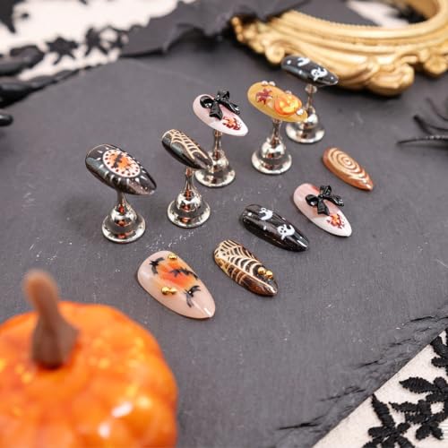 Halloween Press On Nails Medium Almond Ghost Bat Gothic Fake Nails - Variation 3