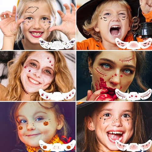 Halloween Glitter Freckles Face Tattoos 6PcsC - Waterproof Sparkle Makeup Patches