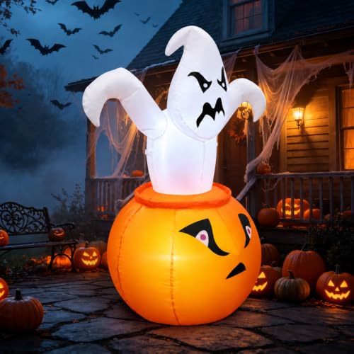4FT Halloween Inflatable Ghost in Pumpkin Outdoor Decoration with Lights