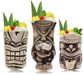 Large Ceramic Tiki Mug Set for Cocktails - Tropical Bar Drinkware