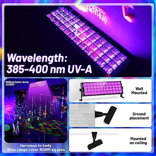 120W Waterproof Black Light for Glow Party Halloween - 2 Pack