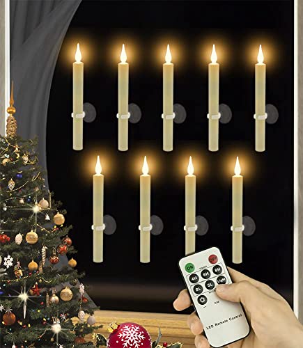 9-Pack Flameless Window Candles with Magnetic Bases & Suction Cups - Realistic Flicker