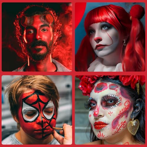 Red Oil-Based Face & Body Painting Foundation for Halloween SFX - Waterproof, Full Coverage, Long-lasting