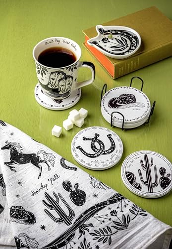 14 oz Black and White Boho Mug Raven - Unique Ceramic Coffee & Tea Cup - Gift for Women & Men