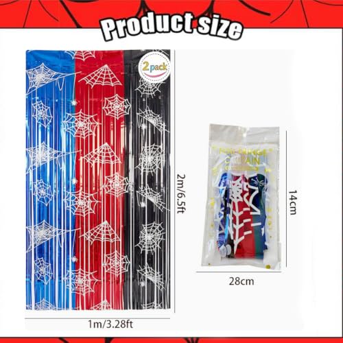 Spider Web Foil Fringe Curtain Backdrop for Halloween & Party Decorations - 2 Pack