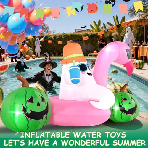 6FT Inflatable Elf Firebird Swimming Ring with LED Lights - Outdoor Holiday Decor