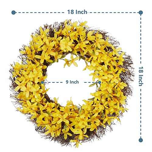 Artificial Forsythia Wreath 18 Inch - Indoor Door Decor, Gift, Home & Office