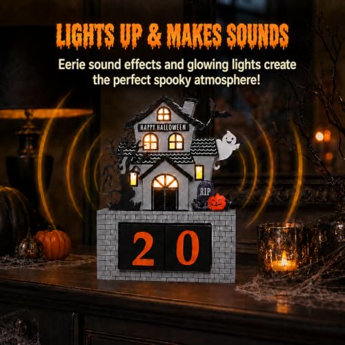 Halloween Countdown Calendar with Ghost Sound & Light Indoor Decor