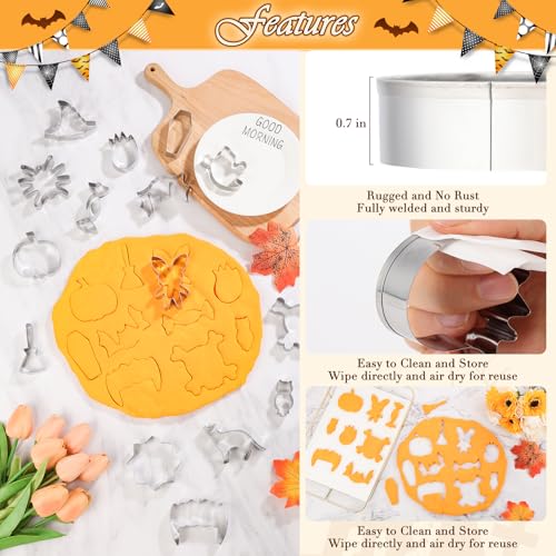 15 Pcs Halloween Cookie Cutters Set - Stainless Steel Ghost Pumpkin & More Shapes