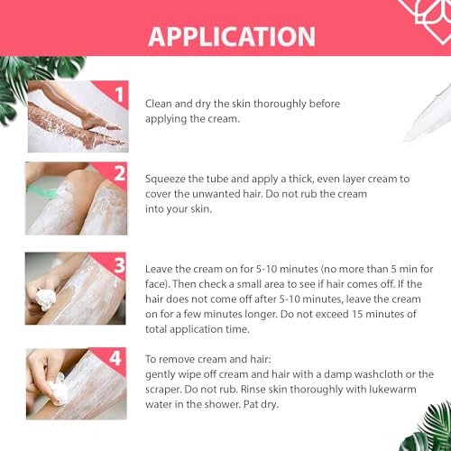 Painless Hair Removal Cream for Women - Sensitive Skin, Underarms & Bikini Area