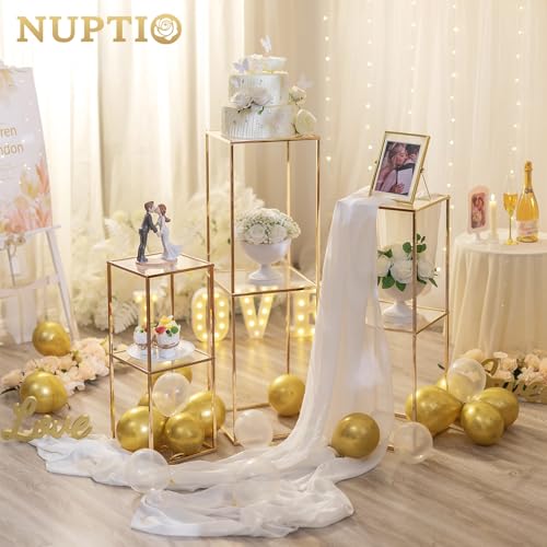 NUPTIO Gold Flower Stand Centerpieces, 23.6"/31.5"/39.4", 2-Layer,