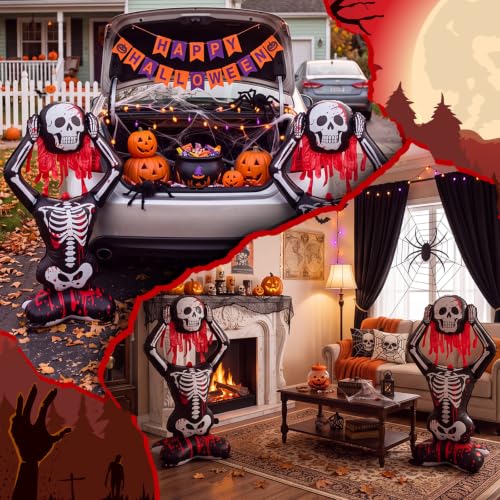 Blood-Dripping Skull Balloon - Halloween Skeleton Standee for Trunk & Yard Decor
