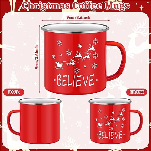 Snowflake 9-Piece Christmas Enamel Coffee Mug Set - Winter Holiday Drinkware