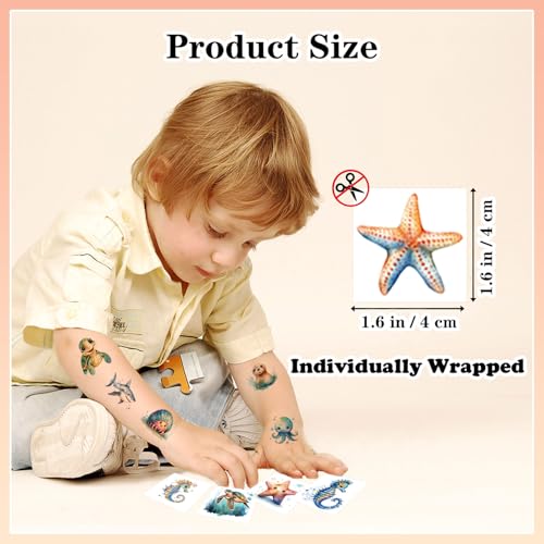 Kids Ocean Animals Temporary Tattoos Set - Waterproof & Non-Allergic 102 Styles
