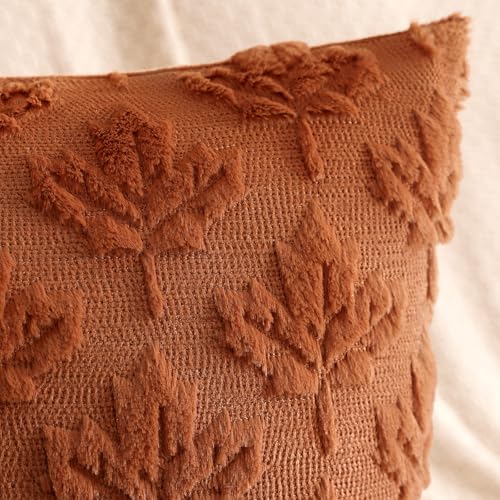 Artscope Rust Maple Leaf Fall Pillow Covers 16x16 Set of 2 Autumn Decor