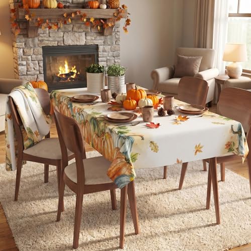 Fall Watercolor Pumpkin Tablecloth 60x140 Inch Rectangular Autumn Harvest Decor - Fall Pumpkins