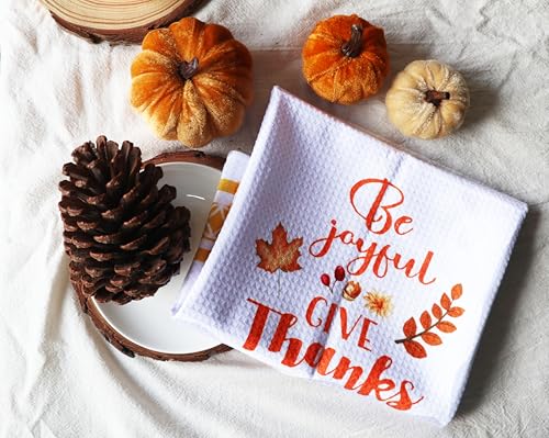 Thanksgiving Kitchen Towels Set - 2 Absorbent Fall Holiday Dish Towels