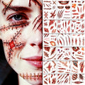 Halloween Fake Scar Tattoos for Face & Body - 18 Large Sheets, Realistic Horror Effects