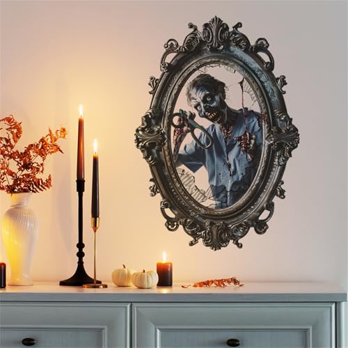 Halloween Wall Stickers Bloody Hands Broken Mirror Decals Haunted House Decorations