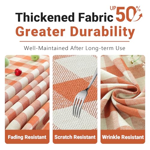 Buffalo Checkered Fall Tablecloth with Tassel Edges - Rectangular, 102x55 Inches