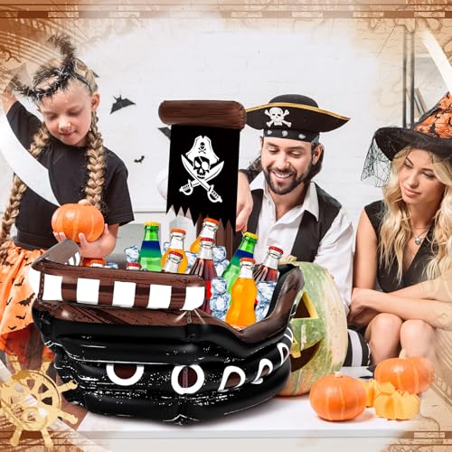 Inflatable Pirate Ship Drink Cooler - Classic Style, Large Capacity Summer Party