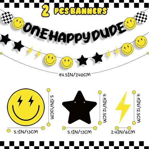 Happy 1st Birthday Banner Set - DIY Smile Face Decorations for Parties