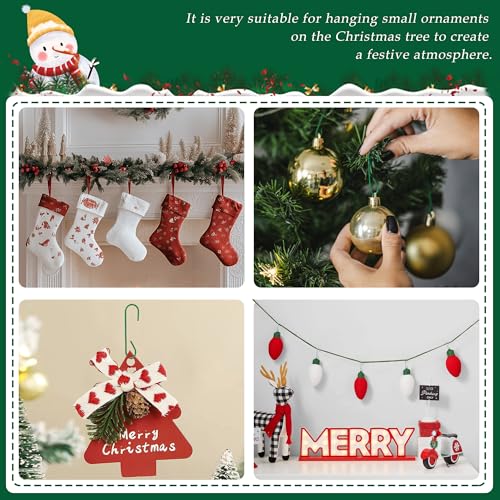 100 Pack Green Christmas Ornament Hooks - Metal Holiday Tree & Wreath Hangers