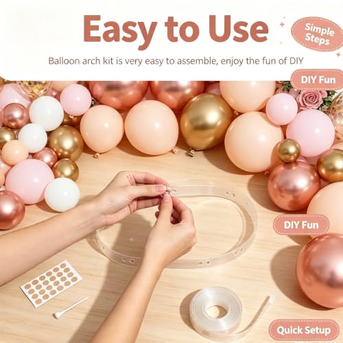 Rose Gold Balloon Arch Kit with 129 Balloons for Party Decorations