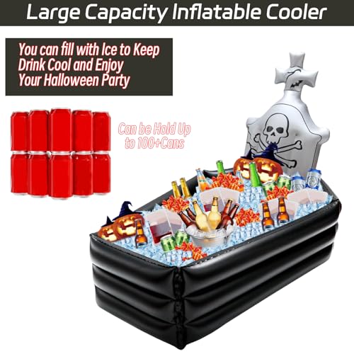 Inflatable Halloween Coffin Drink Cooler - 44 Inch Outdoor Party Ice Bucket