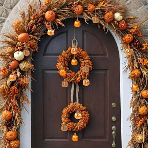 12 Pcs Fall Pumpkin Tree Ornaments - Mini Hanging Decorations for Autumn Halloween Thanksgiving