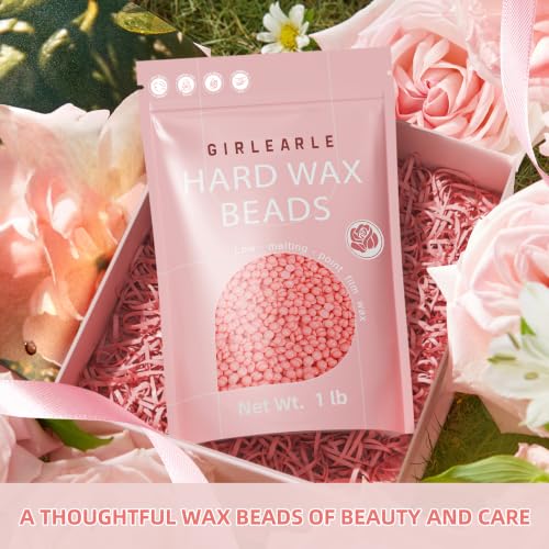 Pink Wax Beads for Hair Removal - Sensitive Skin, Rose Formula, 16 Ounce Pack - GirlEarle
