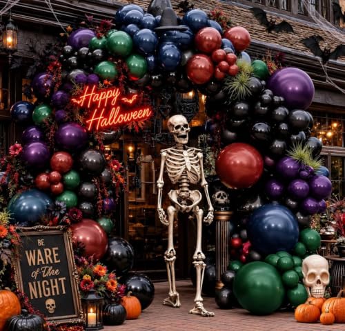 Halloween Balloon Arch Kit - Double Stuffed Dark Green Navy Blue Burgundy Purple Black Party Decorations - Variation of THIS listing