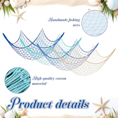8 Pack Fish Net Decorations for Party, 39.4x78.7 Inch Ocean-Themed Netting