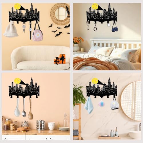 Halloween Bat Wall Hook Decor for Bathroom & Entryway - Metal Wall Mounted Key Holder
