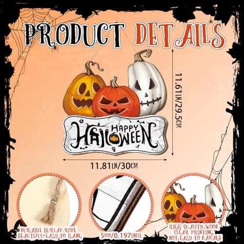Halloween Pumpkin Wreath Welcome Front Door Sign - Fall Decor