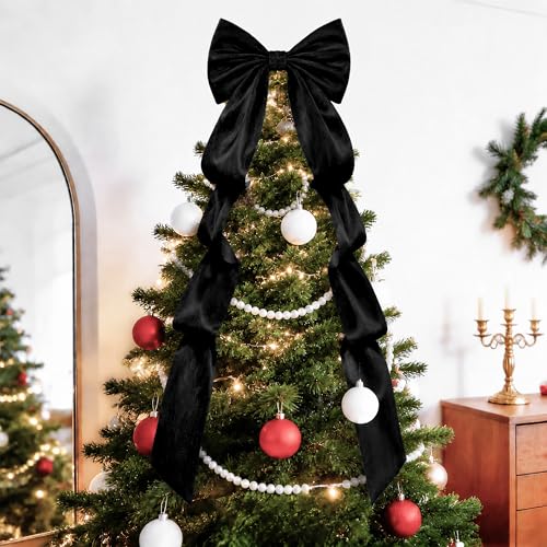 Black Velvet Christmas Bow - Large 52x16 Inch Holiday & Wedding Decor