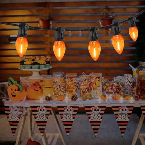 25FT Orange LED Halloween String Lights Waterproof Outdoor - Connectable