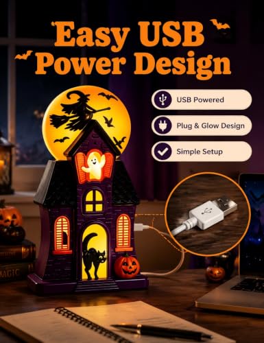 Halloween Haunted House Decorative Light USB LED Tabletop Lamp - Witch Variant