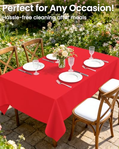 Disposable Plastic Table Cover 54x108 Inches - Red, 4 Pack